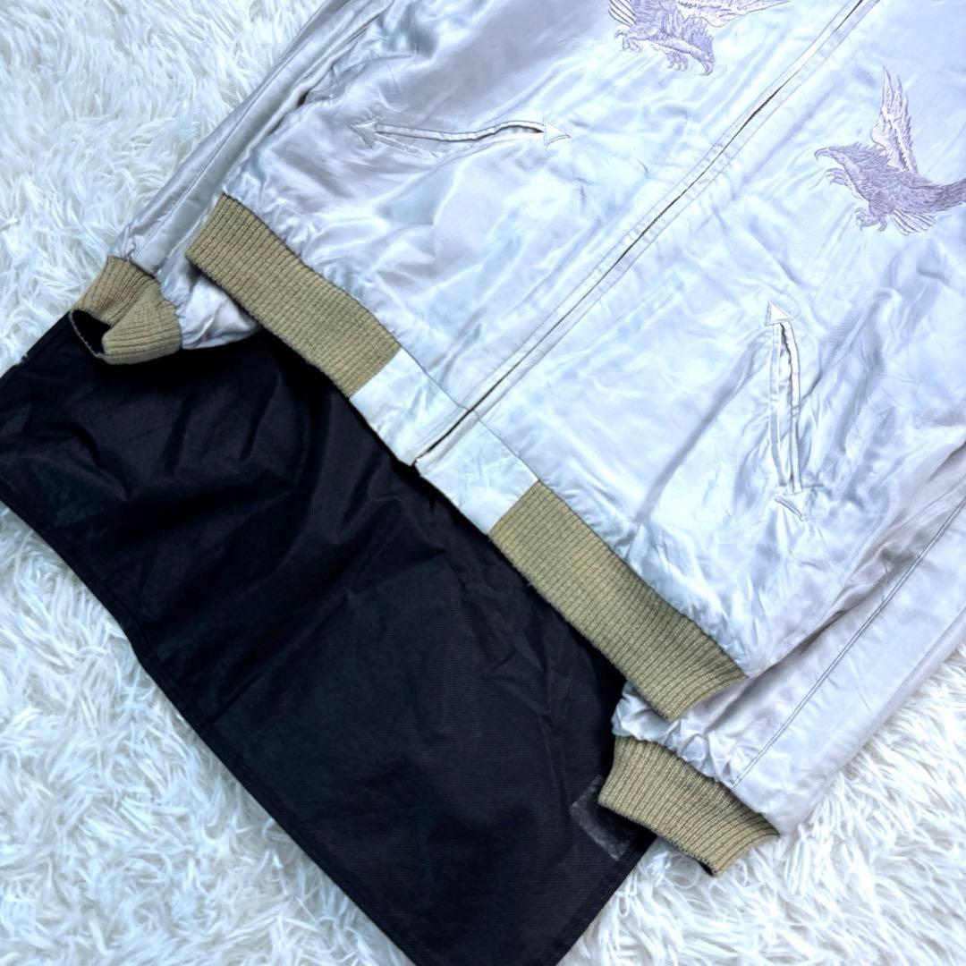 テーラー東洋 スカジャン リバーシブル 舞妓 龍 鷹 サイズL 黒/金 白