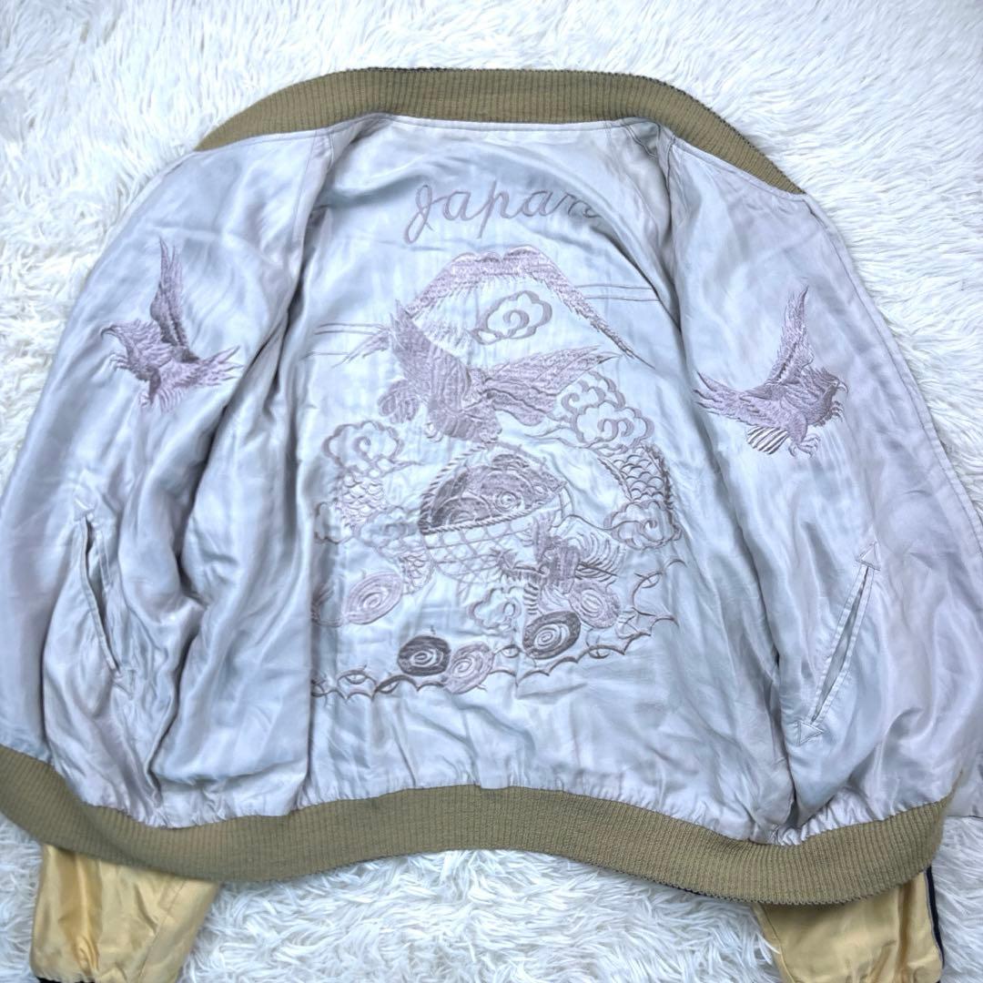 テーラー東洋 スカジャン リバーシブル 舞妓 龍 鷹 サイズL 黒/金 白