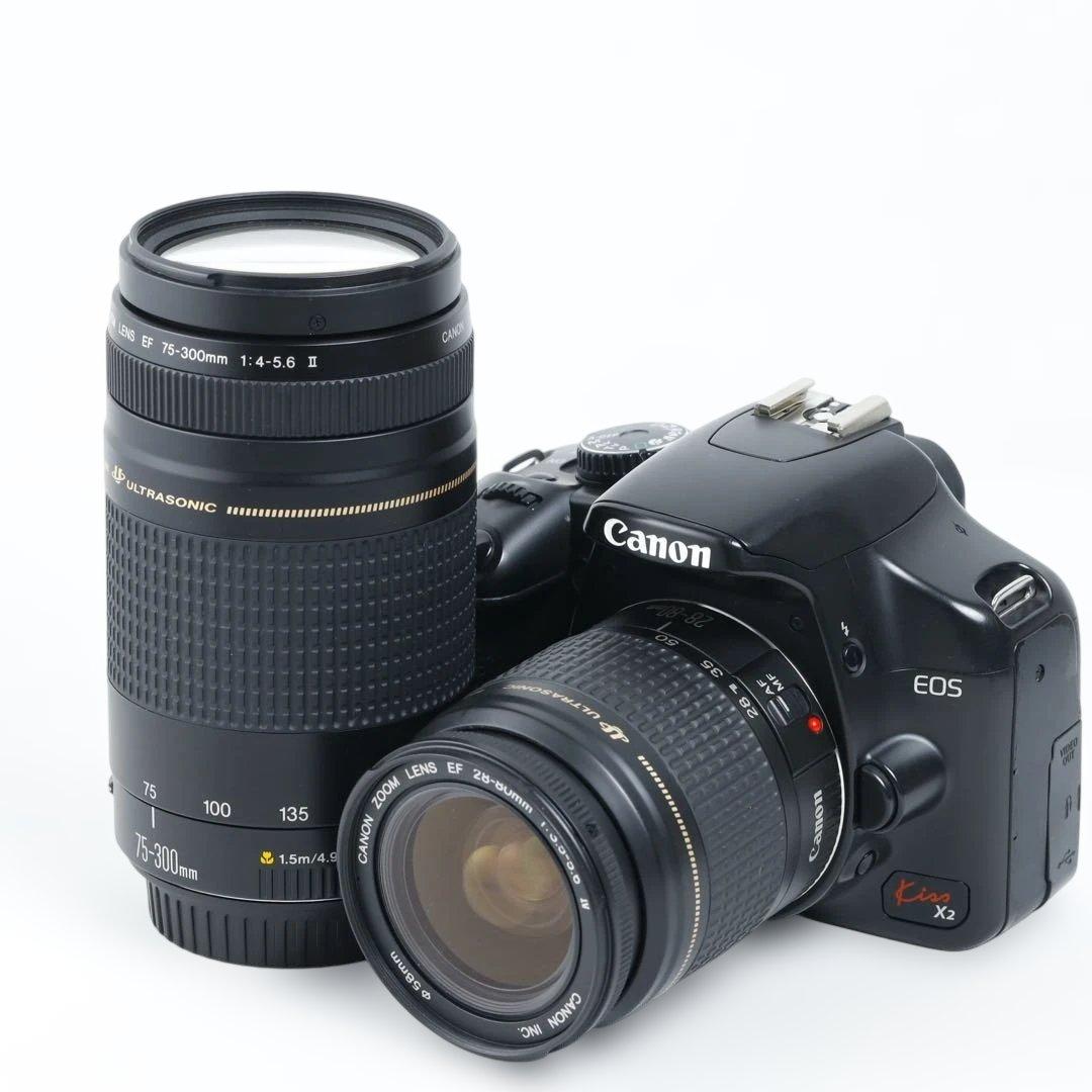 014★初心者★デジタル一眼レフ★Canon★ダブルレンズ★kissx2