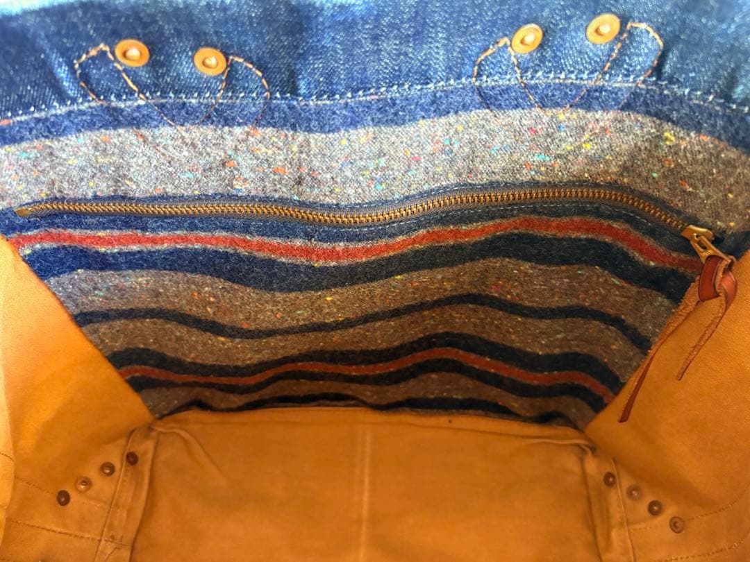 トッシー 希少 美品 RRL デニム レザー トート バッグ