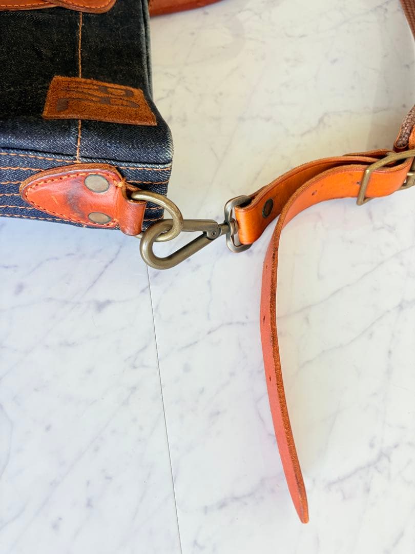 トッシー 希少 美品 RRL デニム レザー トート バッグ