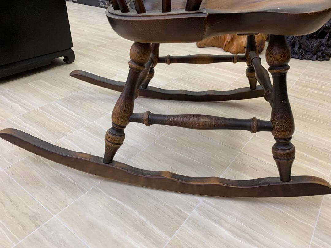 希少　飛騨産業　キツツキ　木製ロッキングチェア ダークブラウン