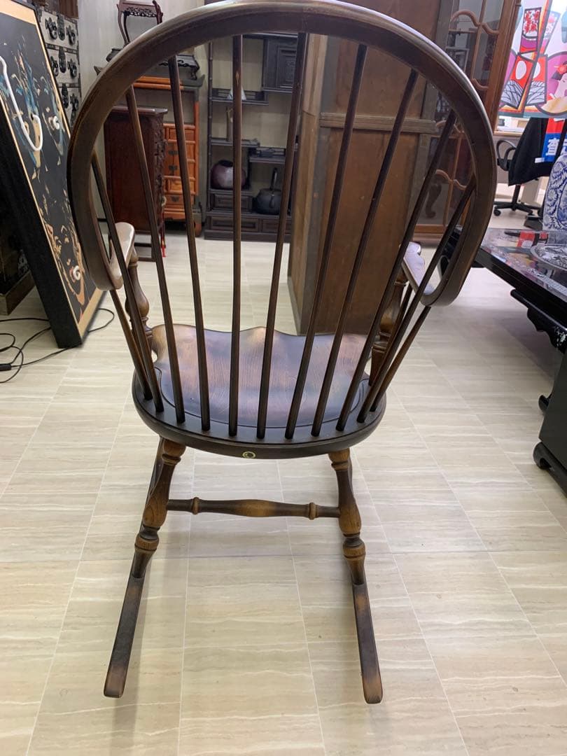 希少　飛騨産業　キツツキ　木製ロッキングチェア ダークブラウン