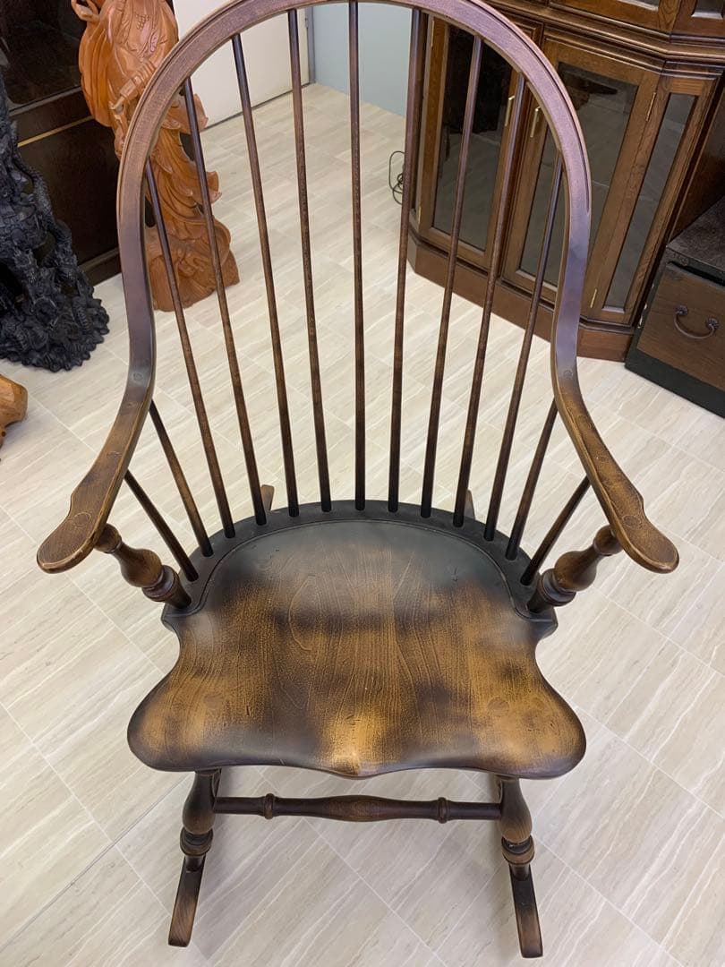 希少　飛騨産業　キツツキ　木製ロッキングチェア ダークブラウン