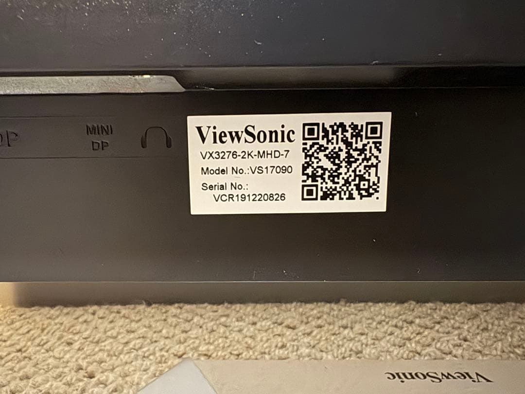 ViewSonic 31.5インチ モニター VX3276-2K-MHD-7