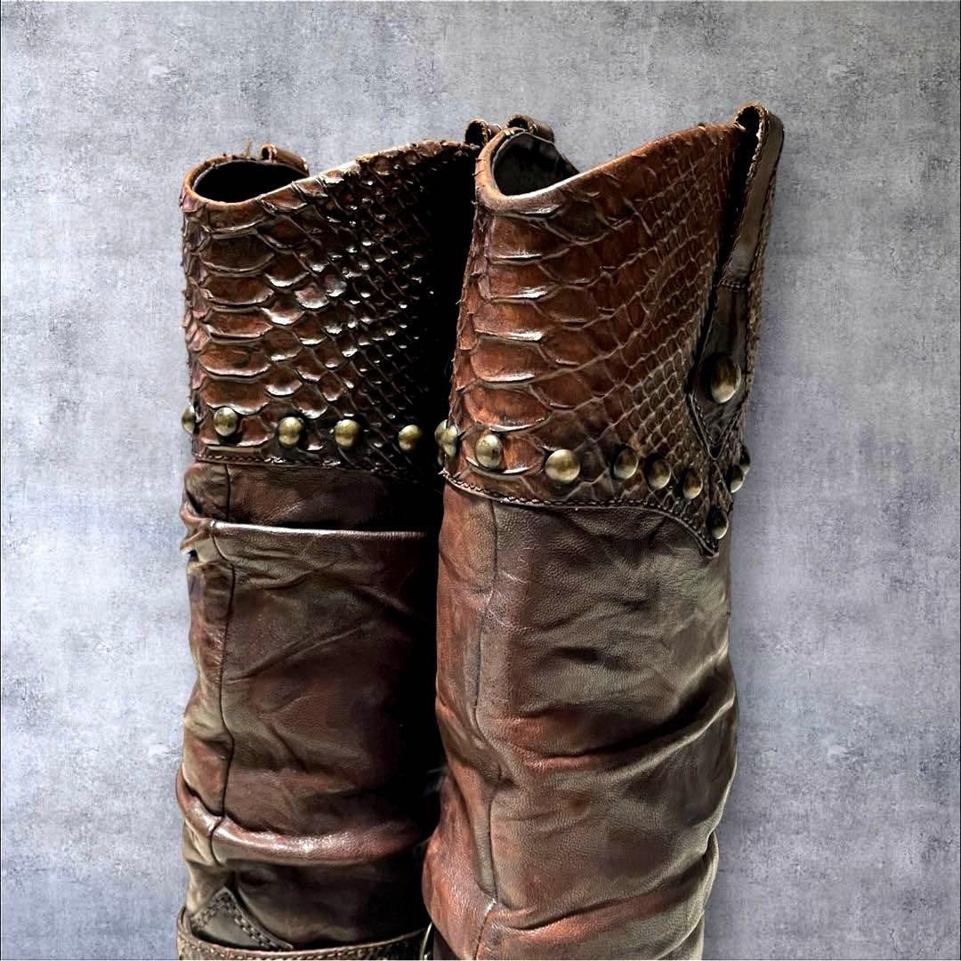 靴 00s y2k archive rosebud leather boots