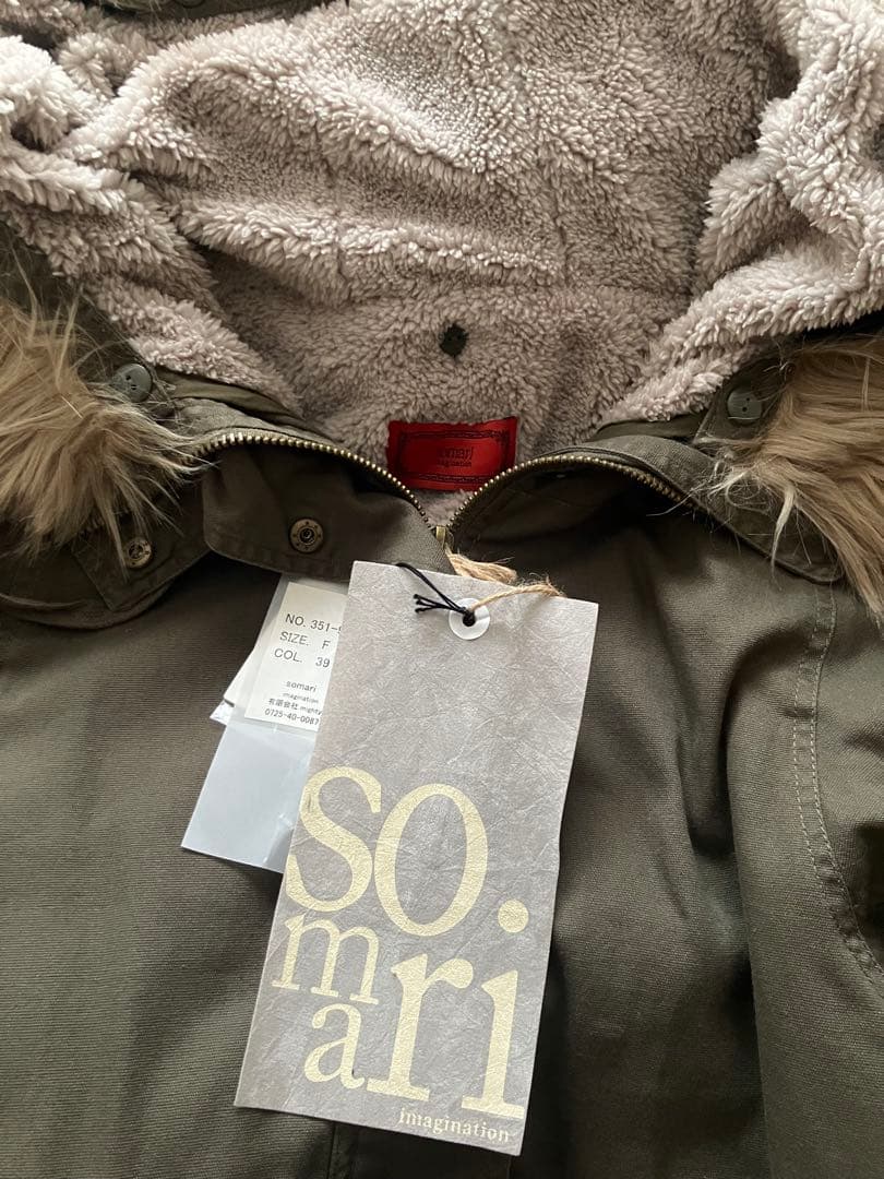 so.mari フェイクファードルマンモッズロングコート カーキ