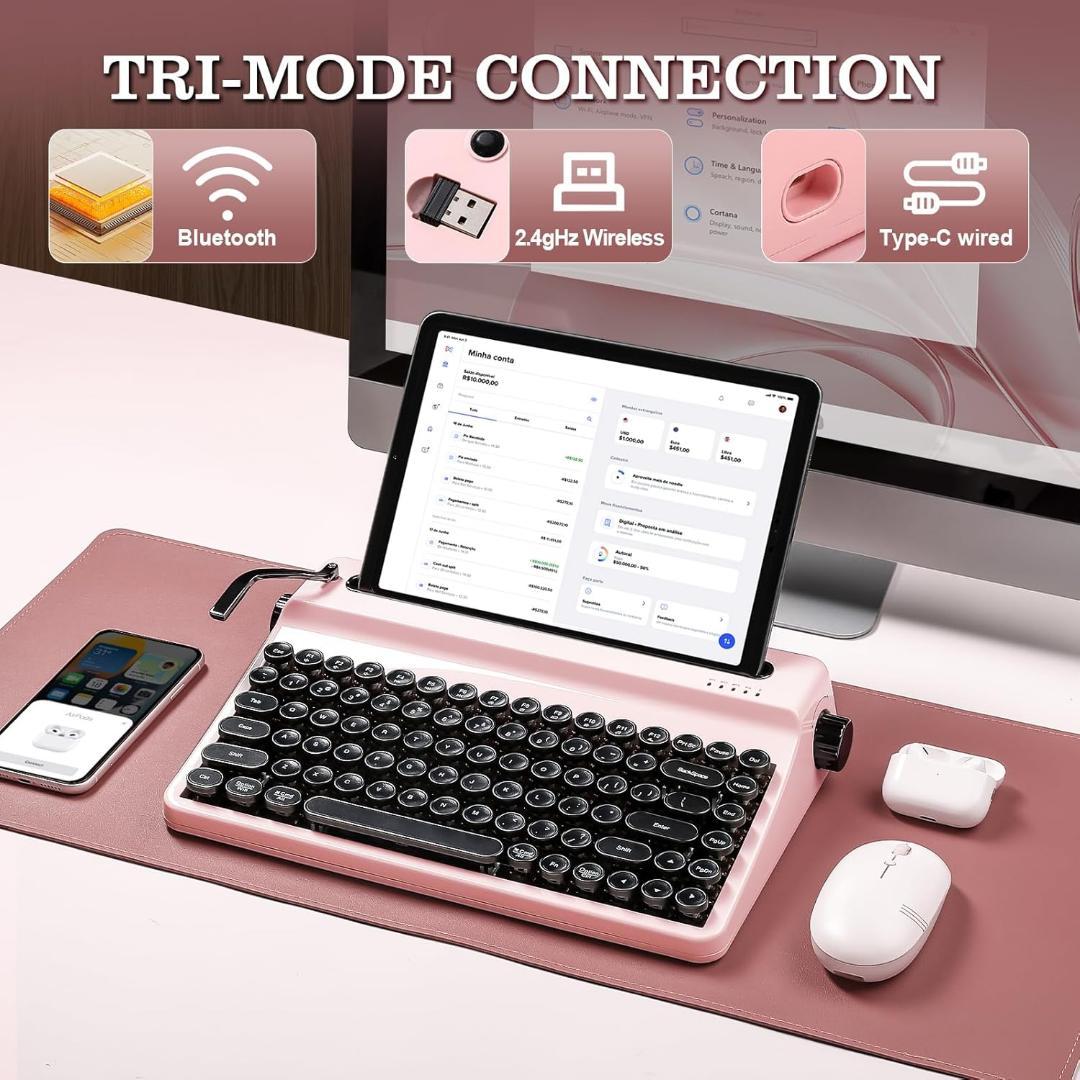 タイプライター風 キーボード ピンク