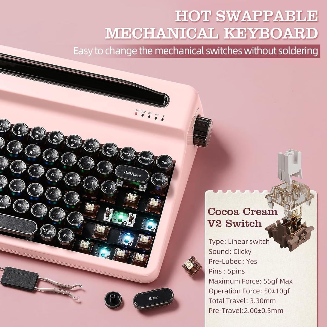 タイプライター風 キーボード ピンク