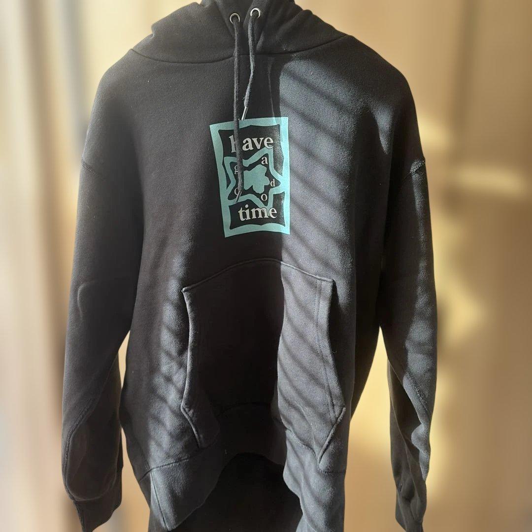 ♩ have time ブラック フード付きパーカー Lサイズ
