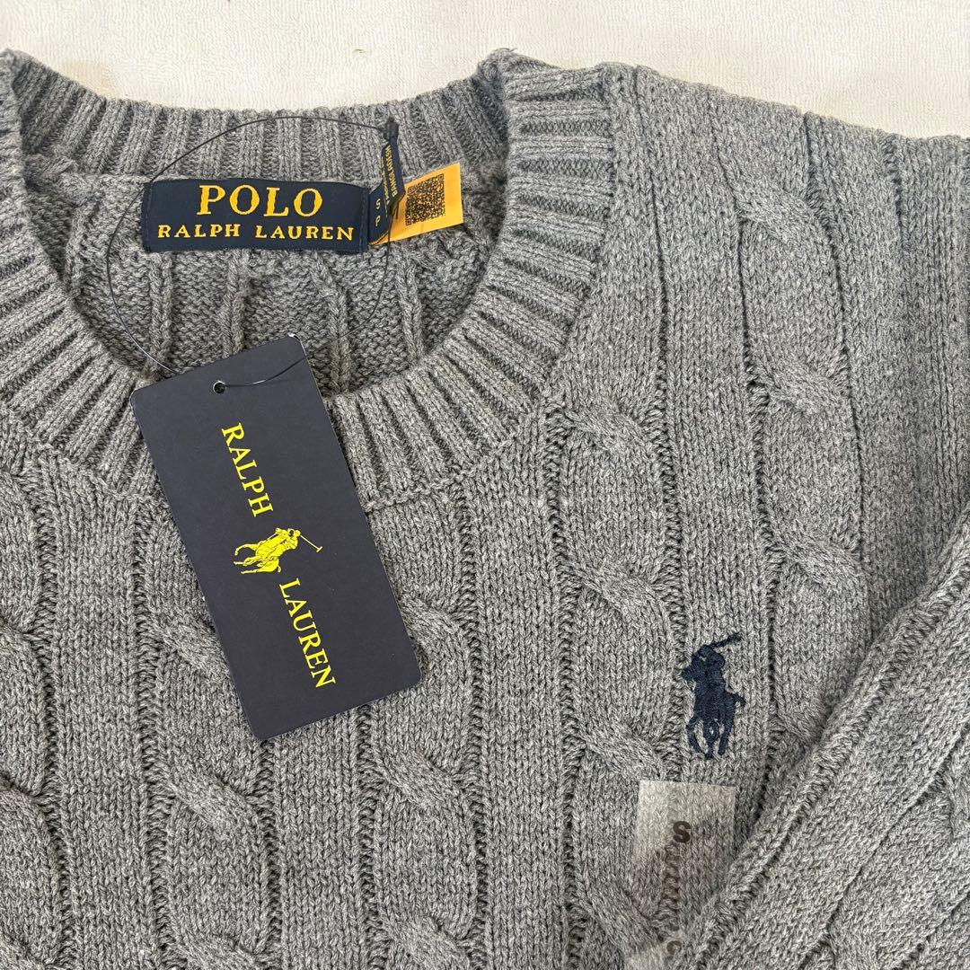 ポロラルフローレン レディース ケーブルニット グレー コットン S