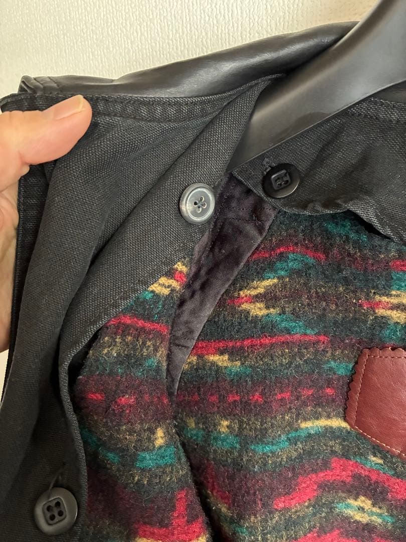 ウールリッチ　WOOL RICH 襟レザーダックジャケット　ブラック　L