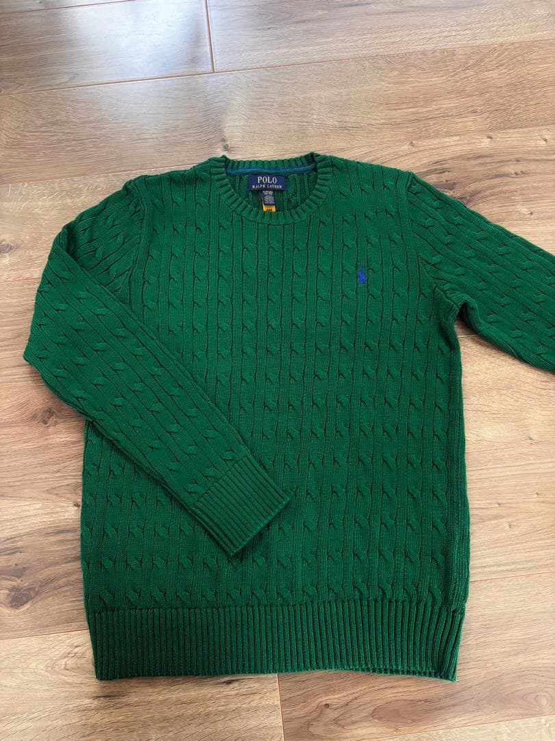 ラルフローレン　グリーン　ケーブルニット