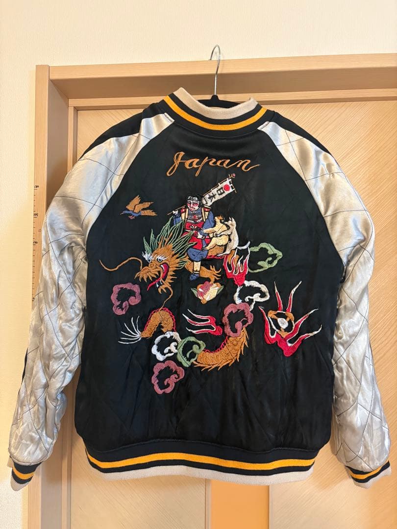 【希少】HOUSTON ベロア スカジャン 別珍 桃太郎 金太郎 リバーシブル