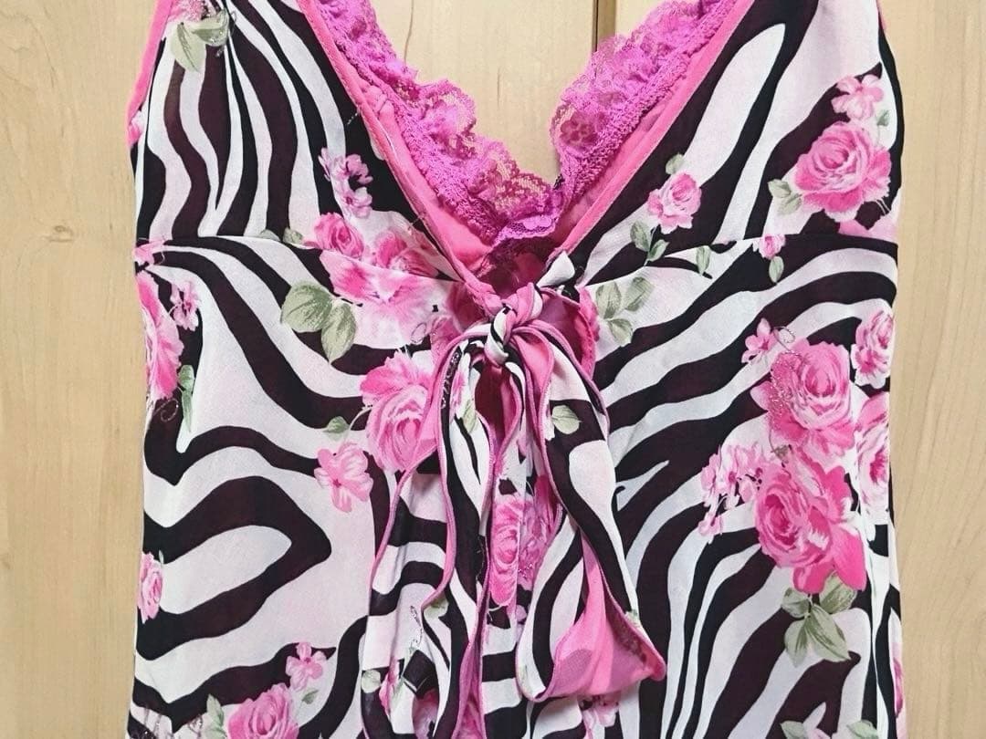 MA✽RS♡武藤静香ちゃん着用♡カタログ掲載♡ゼブラ薔薇柄キャミトップス♡ピンク