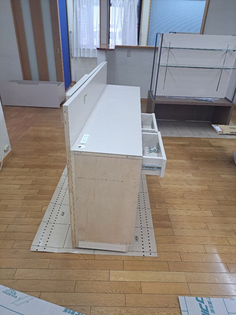 ホワイト レジカウンター 引き出し付き