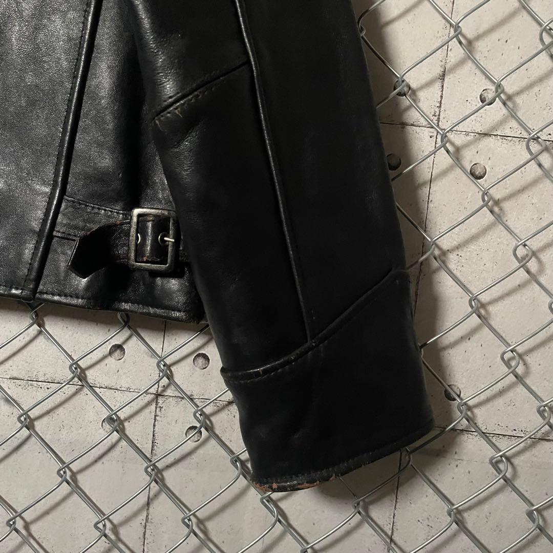 MIDCOAST ライダースジャケット 羊革 革ジャン 本革 短丈 黒 M