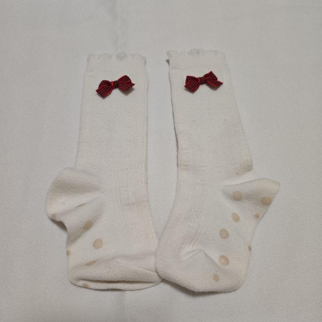 【美品】ファミリアのチェックワンピース・ブラウス・ソックス3点セット　90サイズ