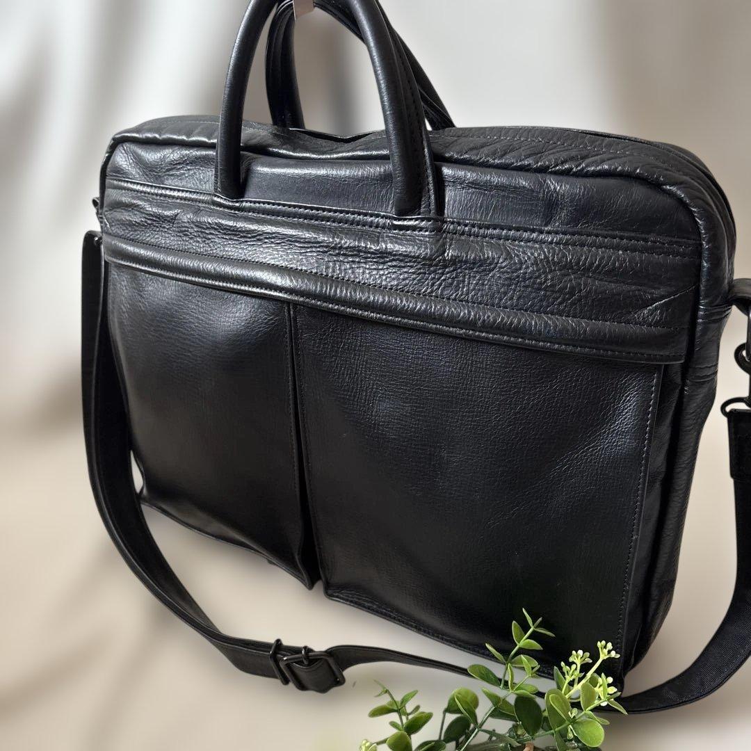 美品✨ポーター　ビジネスバッグ　オールレザー　2way ブラック　シボ革