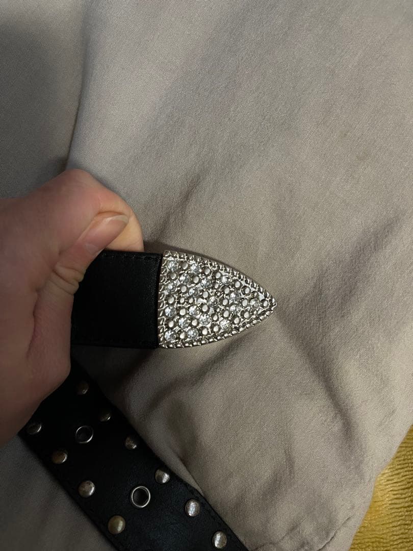 future archive 黒 レザー スタッズベルト ラインストーンベルト