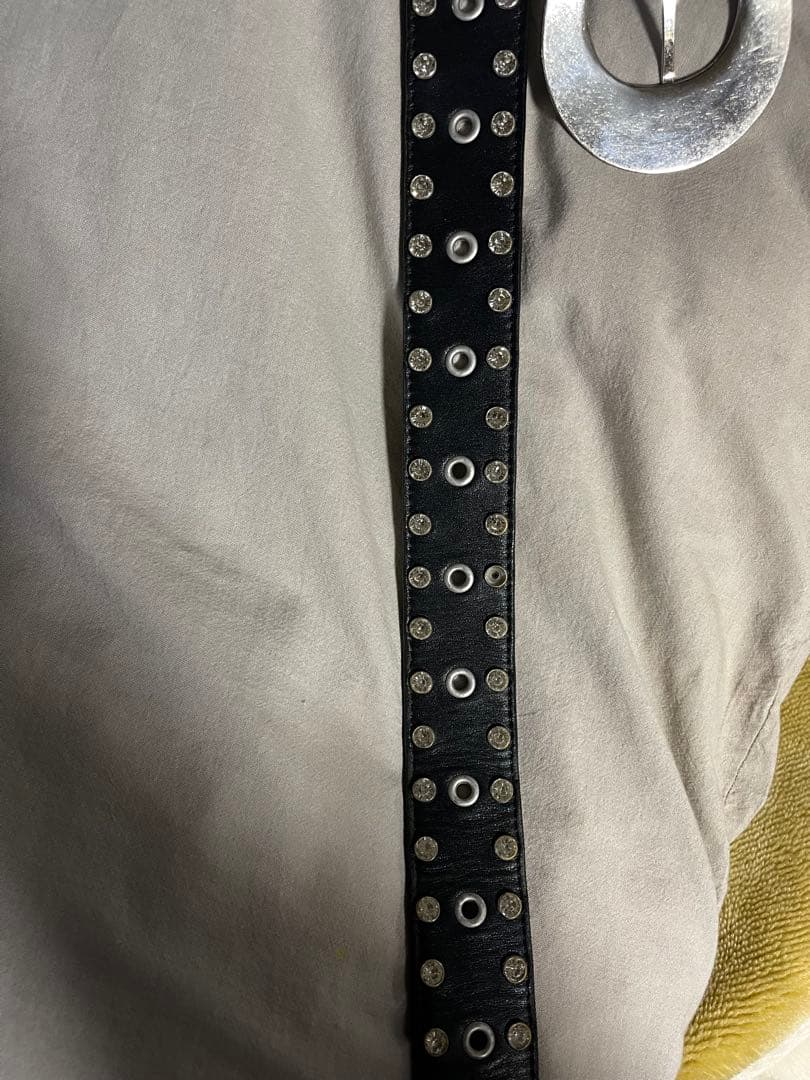 future archive 黒 レザー スタッズベルト ラインストーンベルト