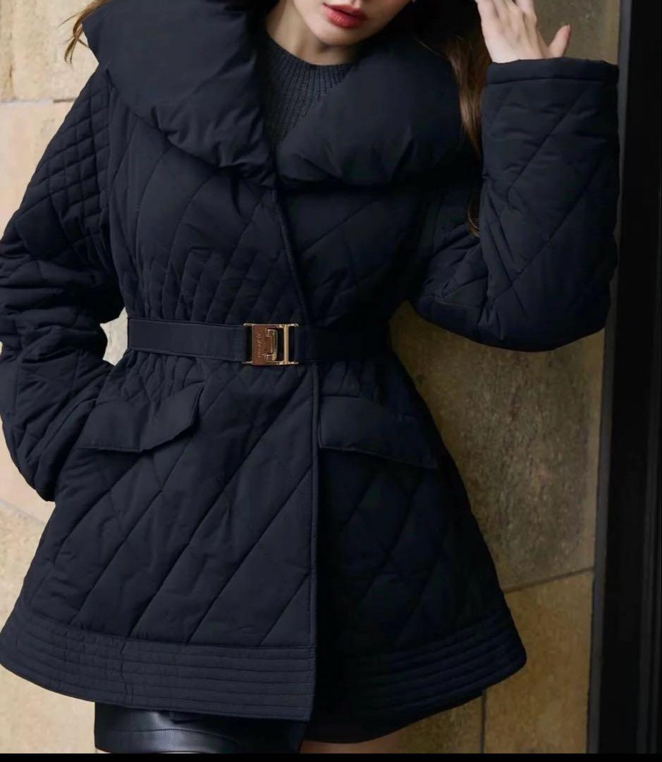 Her lip to Madison Quilted Short Coat 黒
