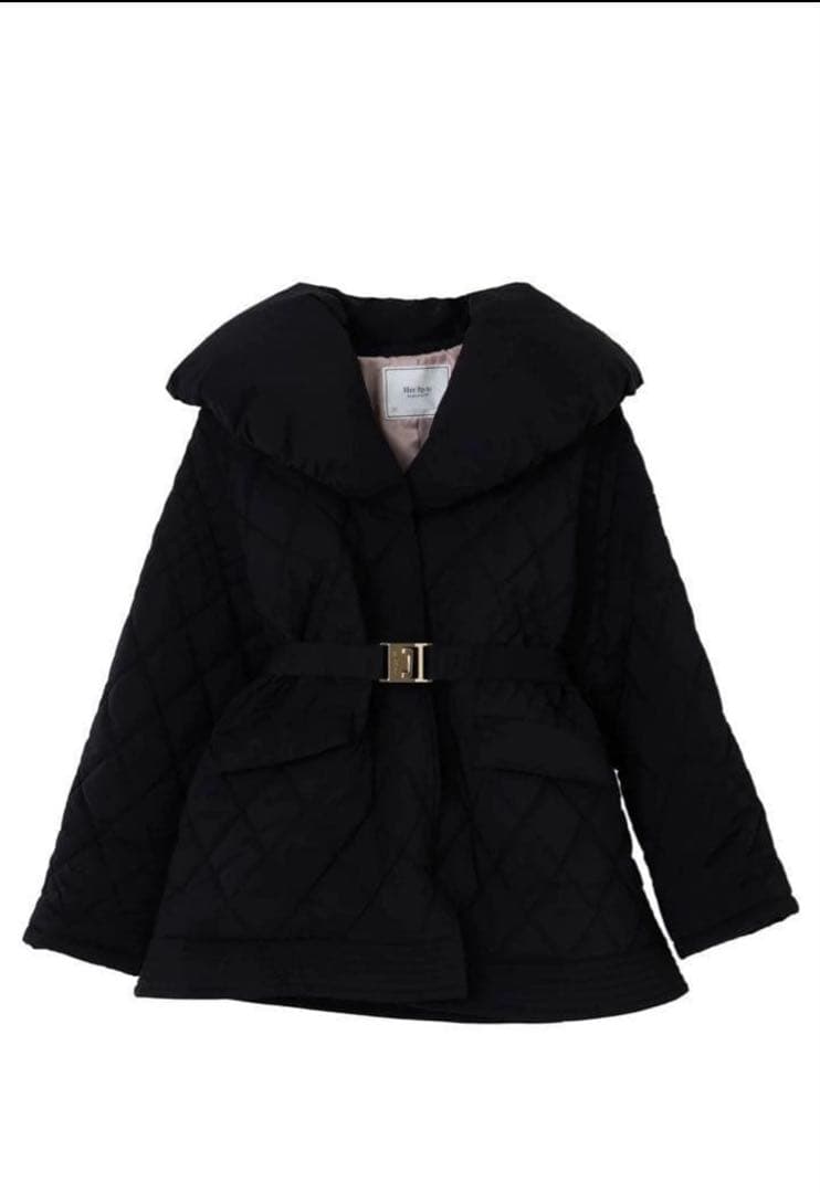 Her lip to Madison Quilted Short Coat 黒