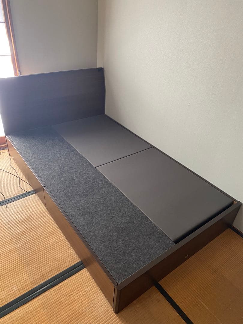 りゅうシモンズ セミダブルベッドフレーム 引き出し付き ダークブラウン