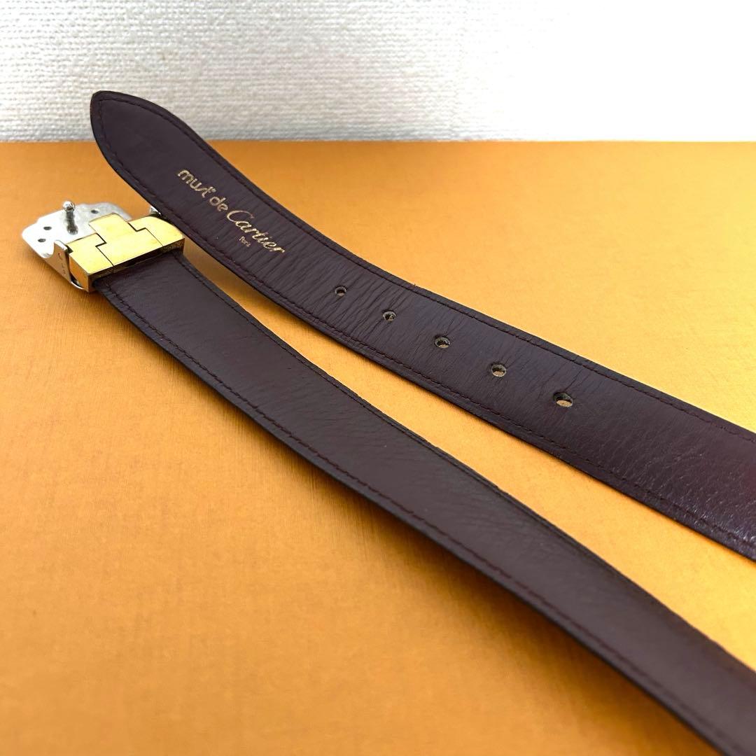・Cartier マスト レザー ベルト カルティエ ロゴバックル レザー正規品