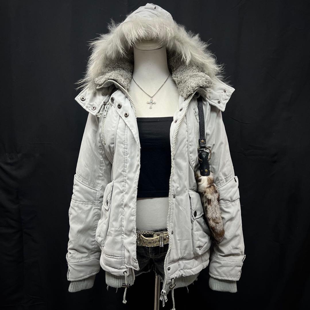 平成ギャル　y2k グランジ　ダークコア　 ファー付き　モッズコート　ギミック