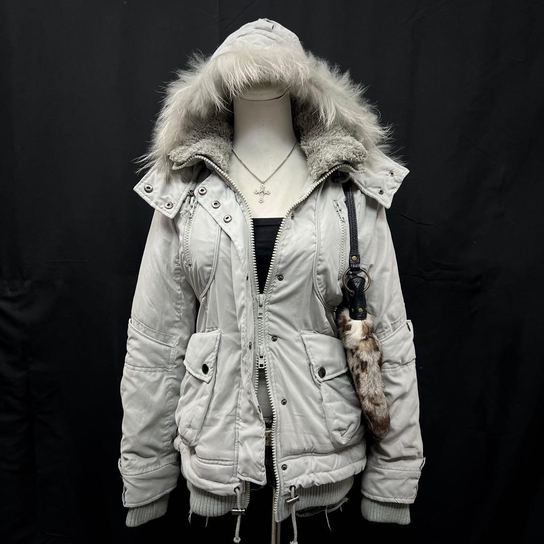 平成ギャル　y2k グランジ　ダークコア　 ファー付き　モッズコート　ギミック