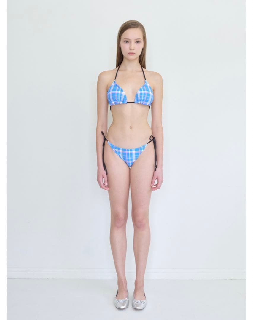 水着・ラッシュガード Piscess Plaid Check Triangle Bikini_Blue