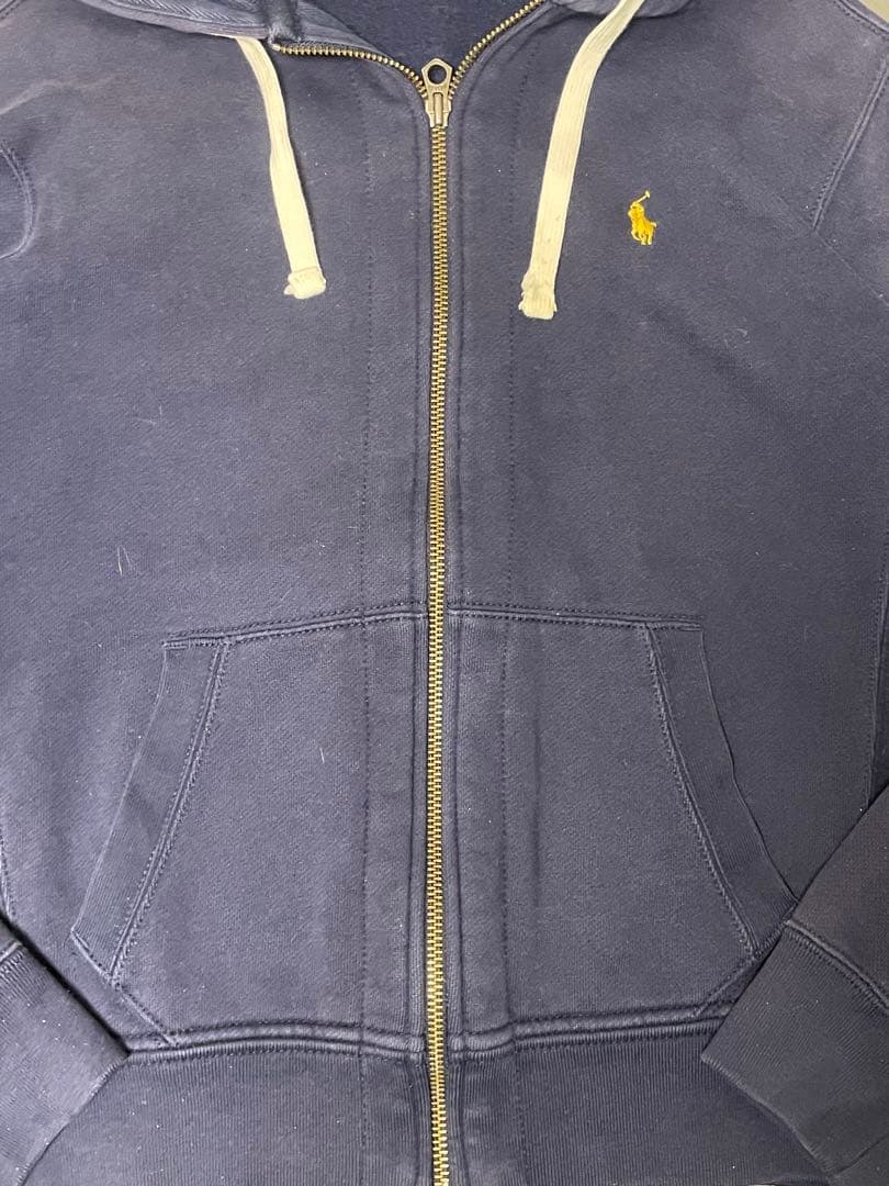 ポロラルフローレン　ジップパーカー　ワンポイント　ポニー　刺繍　フード裏サーマル