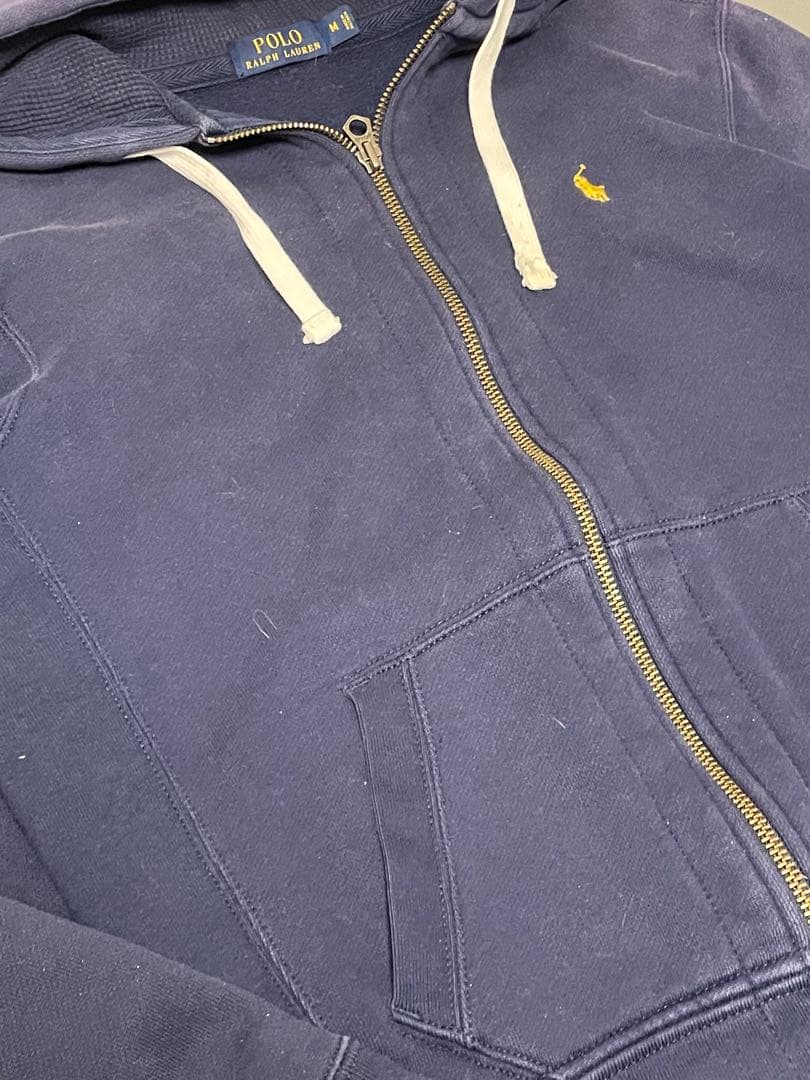 ポロラルフローレン　ジップパーカー　ワンポイント　ポニー　刺繍　フード裏サーマル