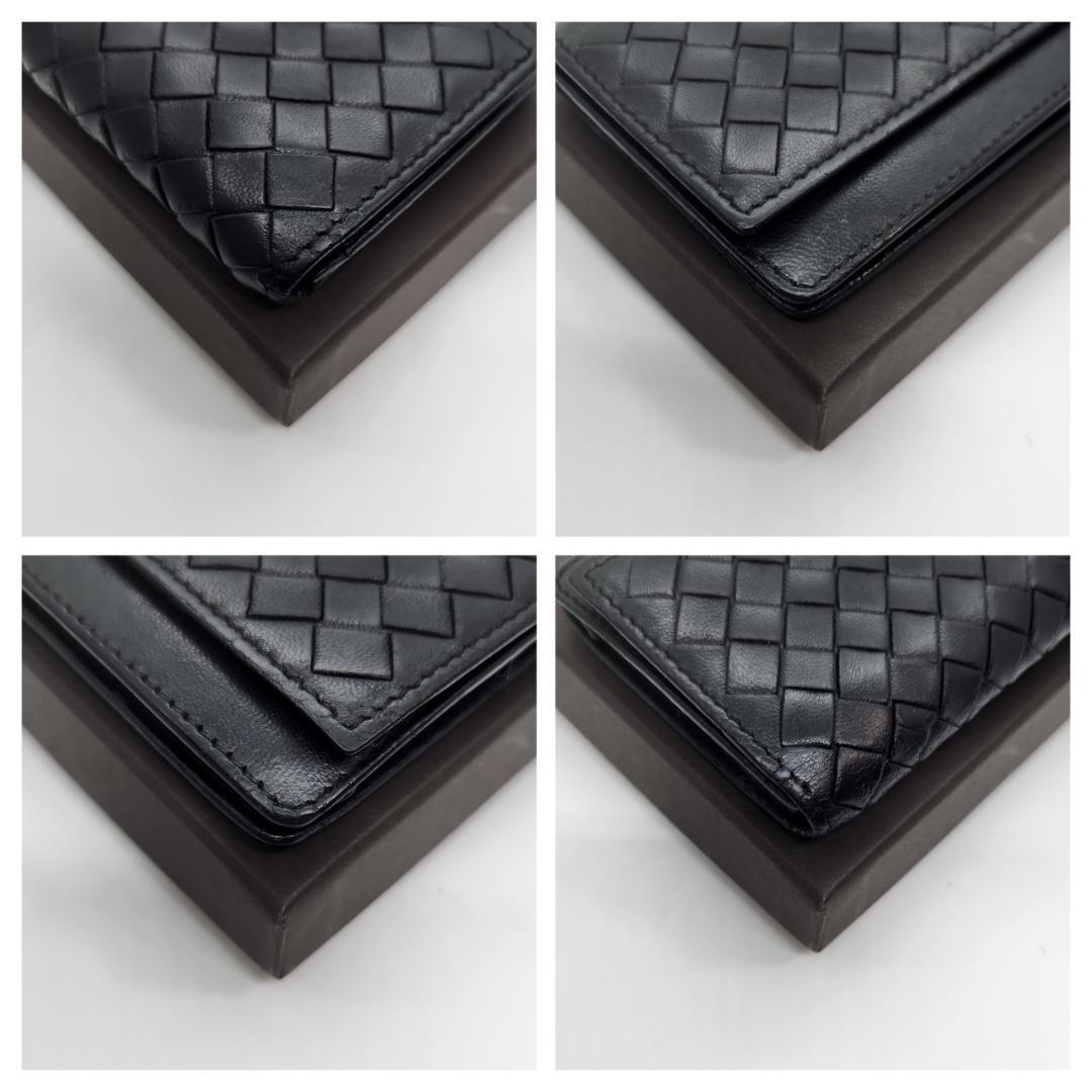 美品 ボッテガヴェネタ イントレチャート カードケース 名刺入 ブラック レザー