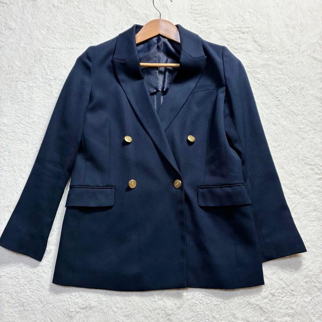 スーツセレクト パンツスーツ ウォッシャブル ダブルブレスト ネイビー S