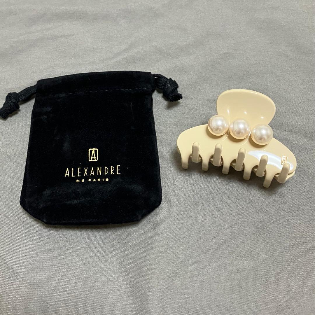 アレクサンドルドゥパリ　ヘアクリップ　パール　Sサイズ　ベージュ