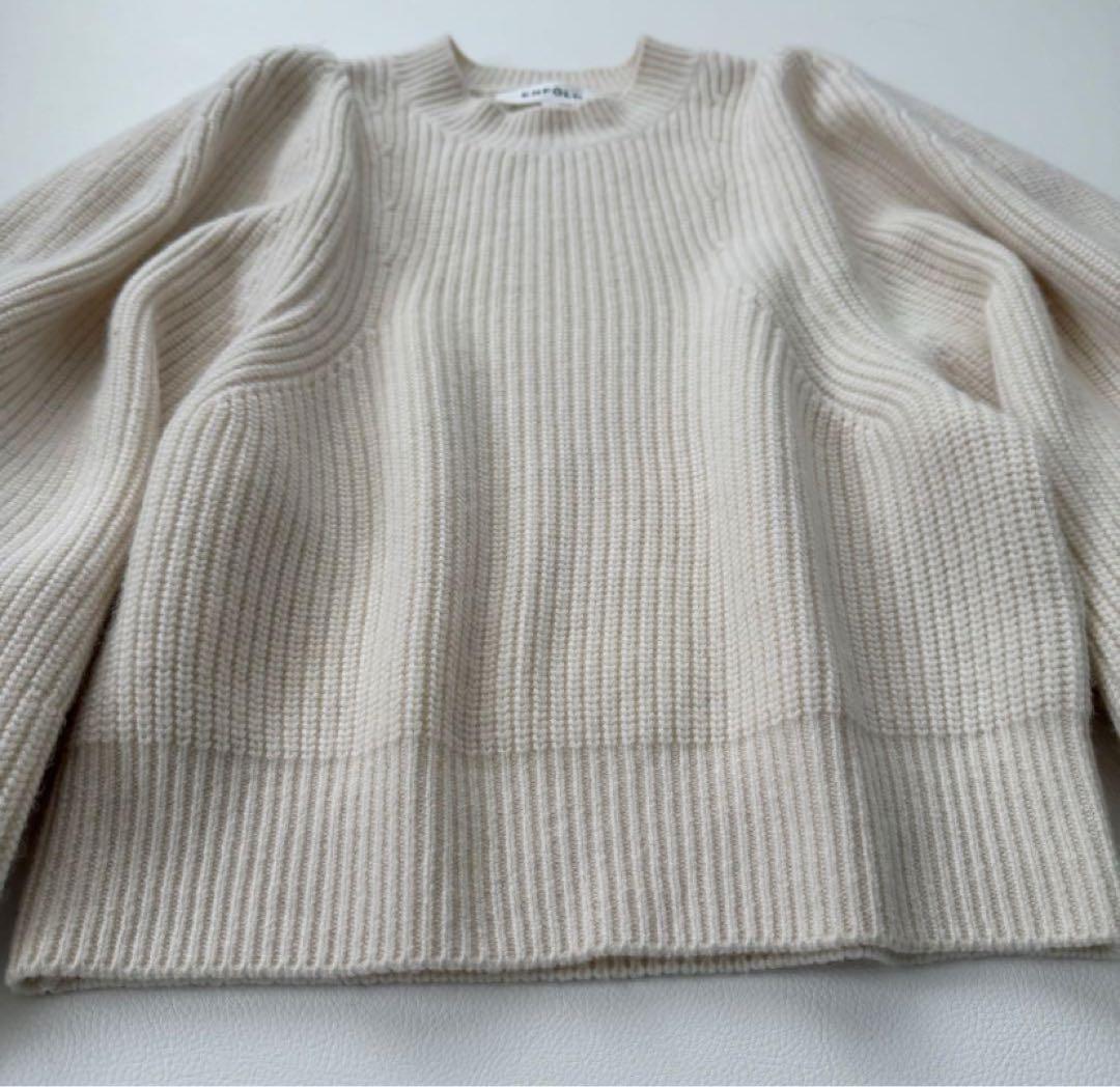 2022AW エンフォルド　ニット　バルーンスリーブ　リブ　変形　白　M