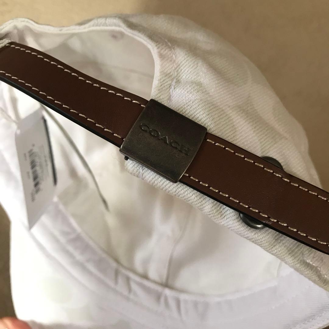 【新品】coach ホワイト　シグネチャー　キャップ