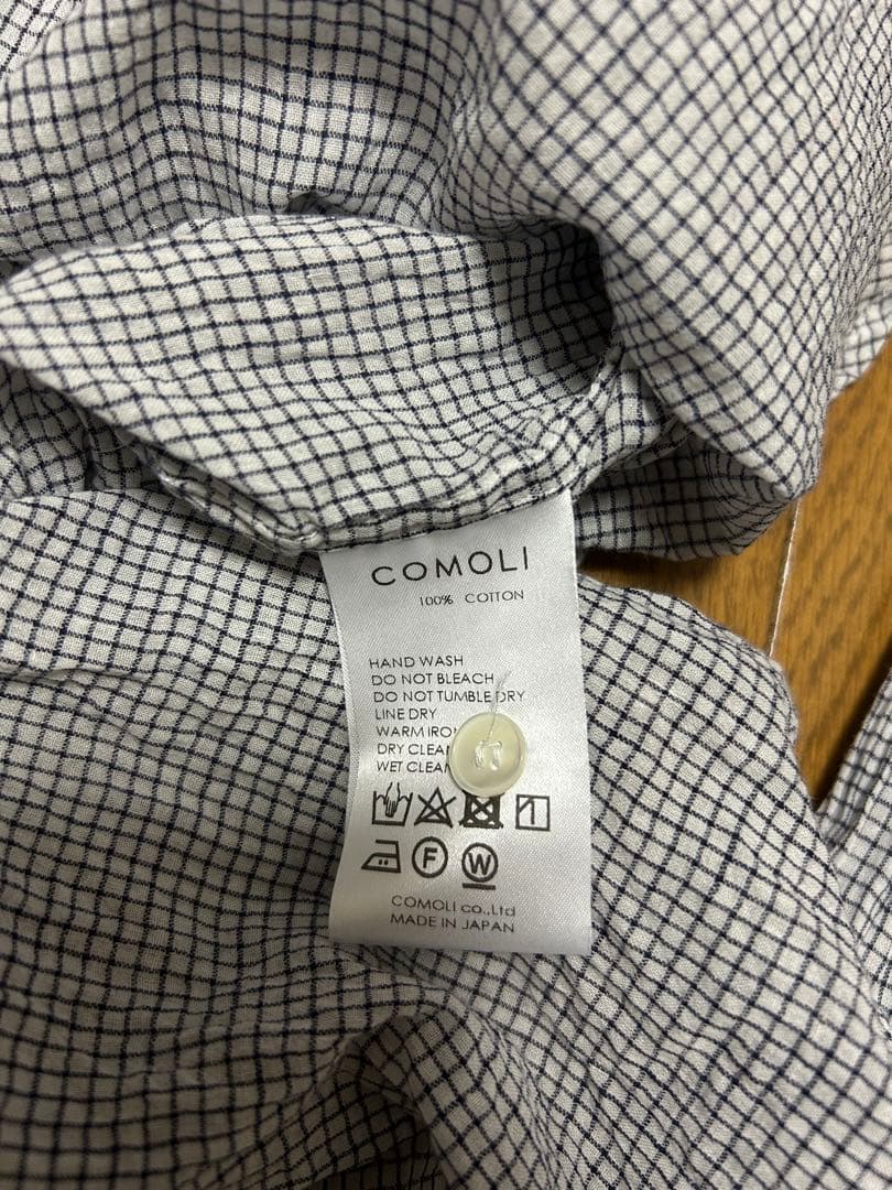 COMOLI チェック柄 カディコットン　長袖シャツ　サイズ3