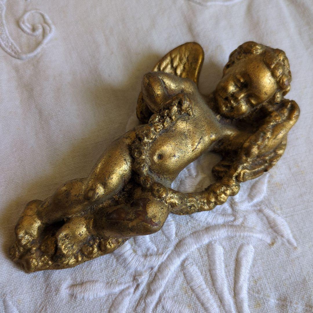 フランスアンティーク 壁飾り 天使 ペア 石膏