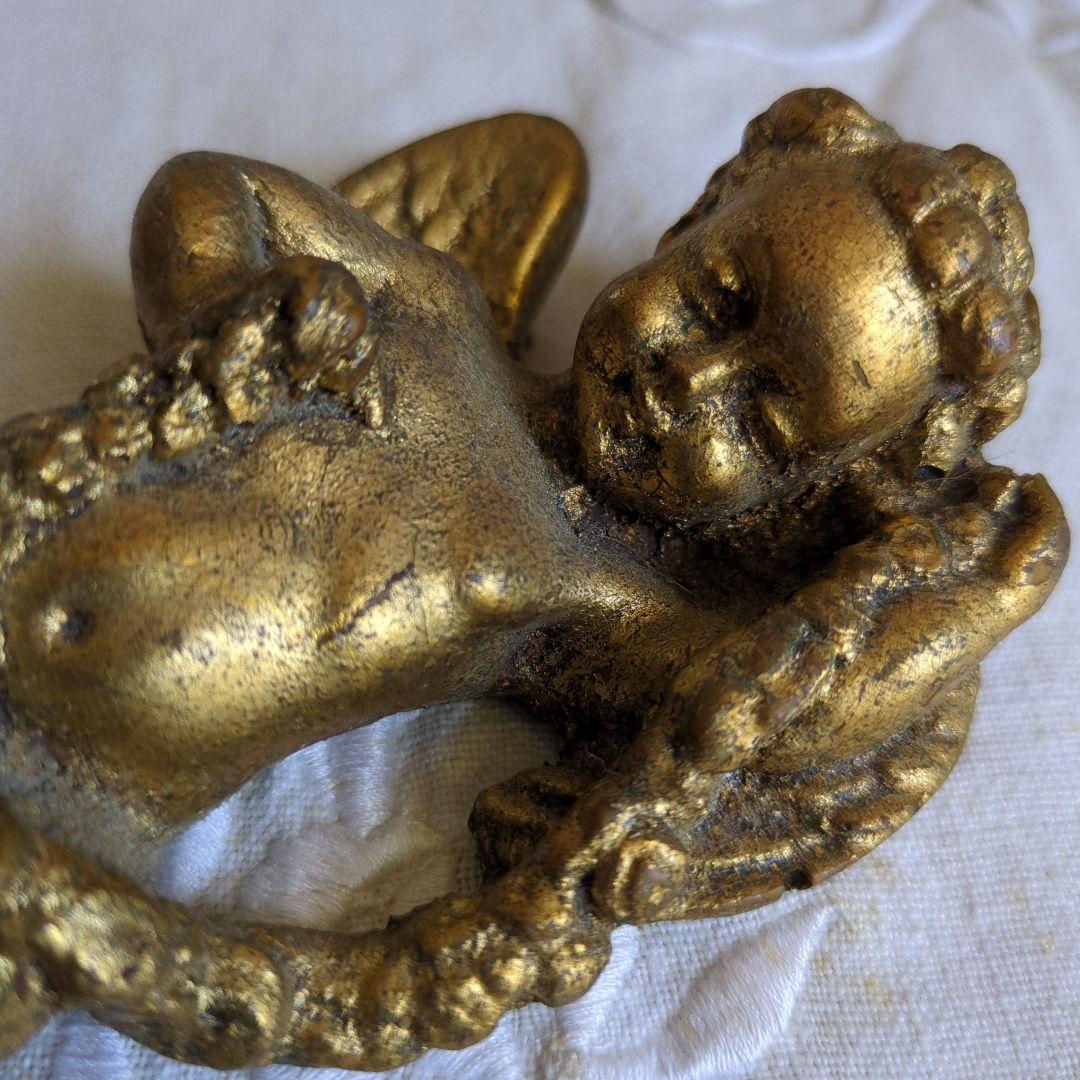 フランスアンティーク 壁飾り 天使 ペア 石膏