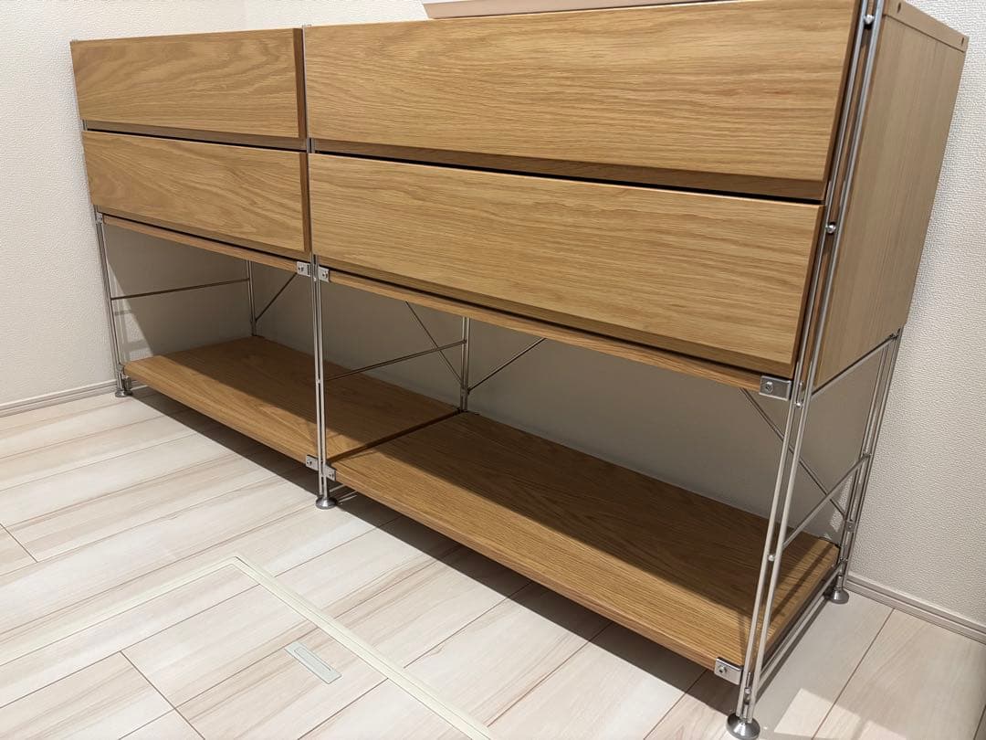無印良品　ステンレスユニットシェルフ　オーク材