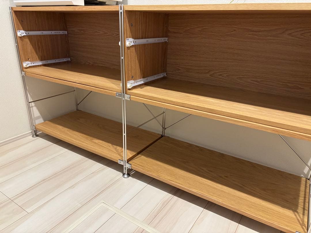無印良品　ステンレスユニットシェルフ　オーク材