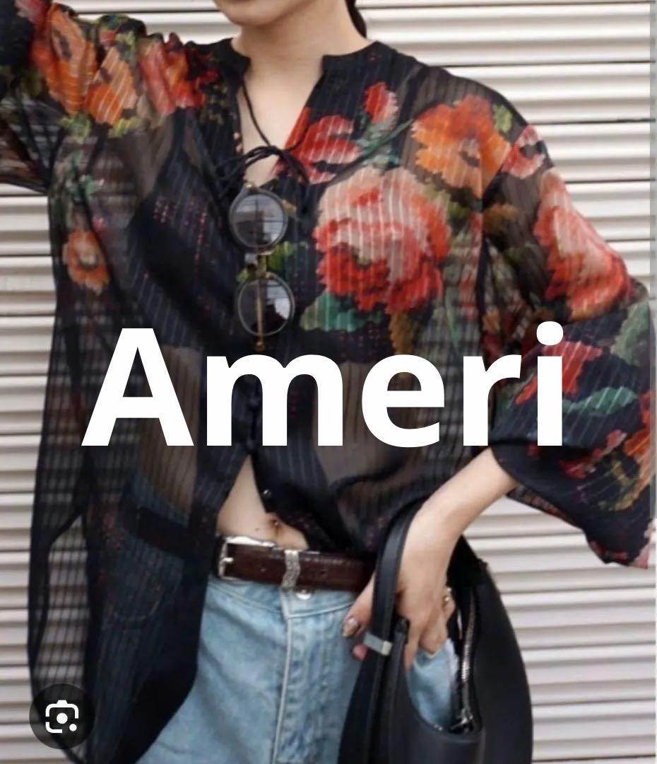 トップス JACQUARD FLOWER PATTERN SHEER BLOUSE