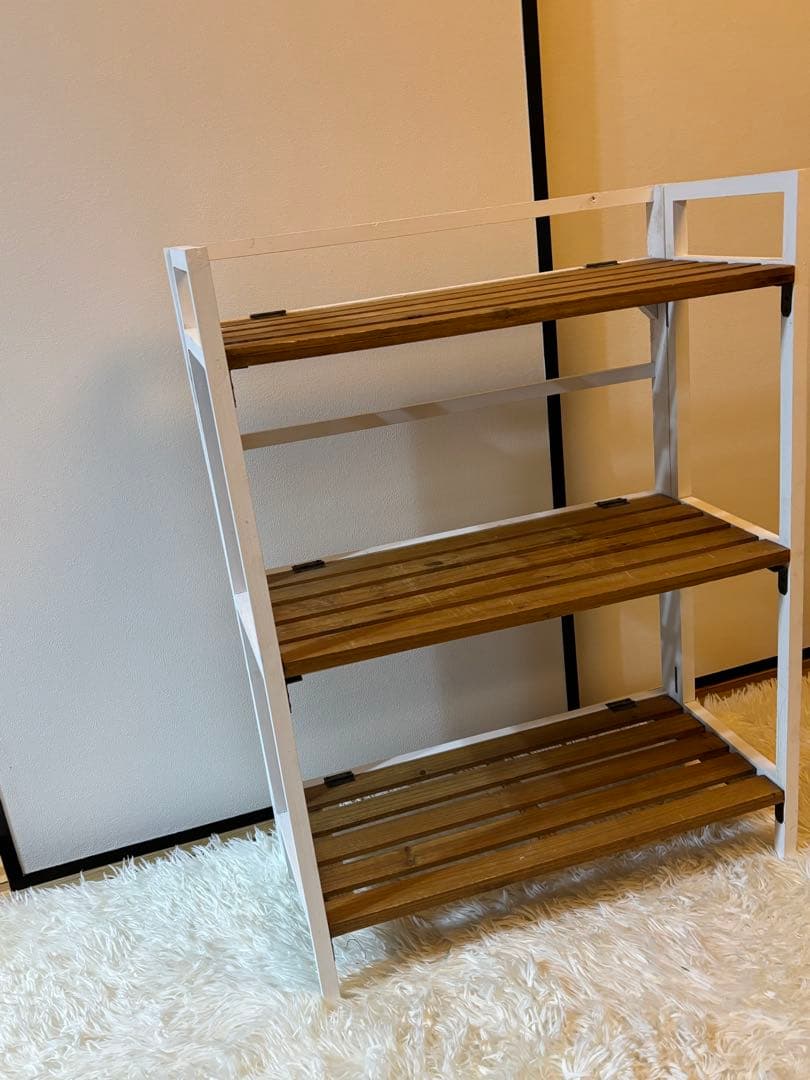 お値下げしました。Salut!サリュ　オールドウッド折りたたみ3段ラック