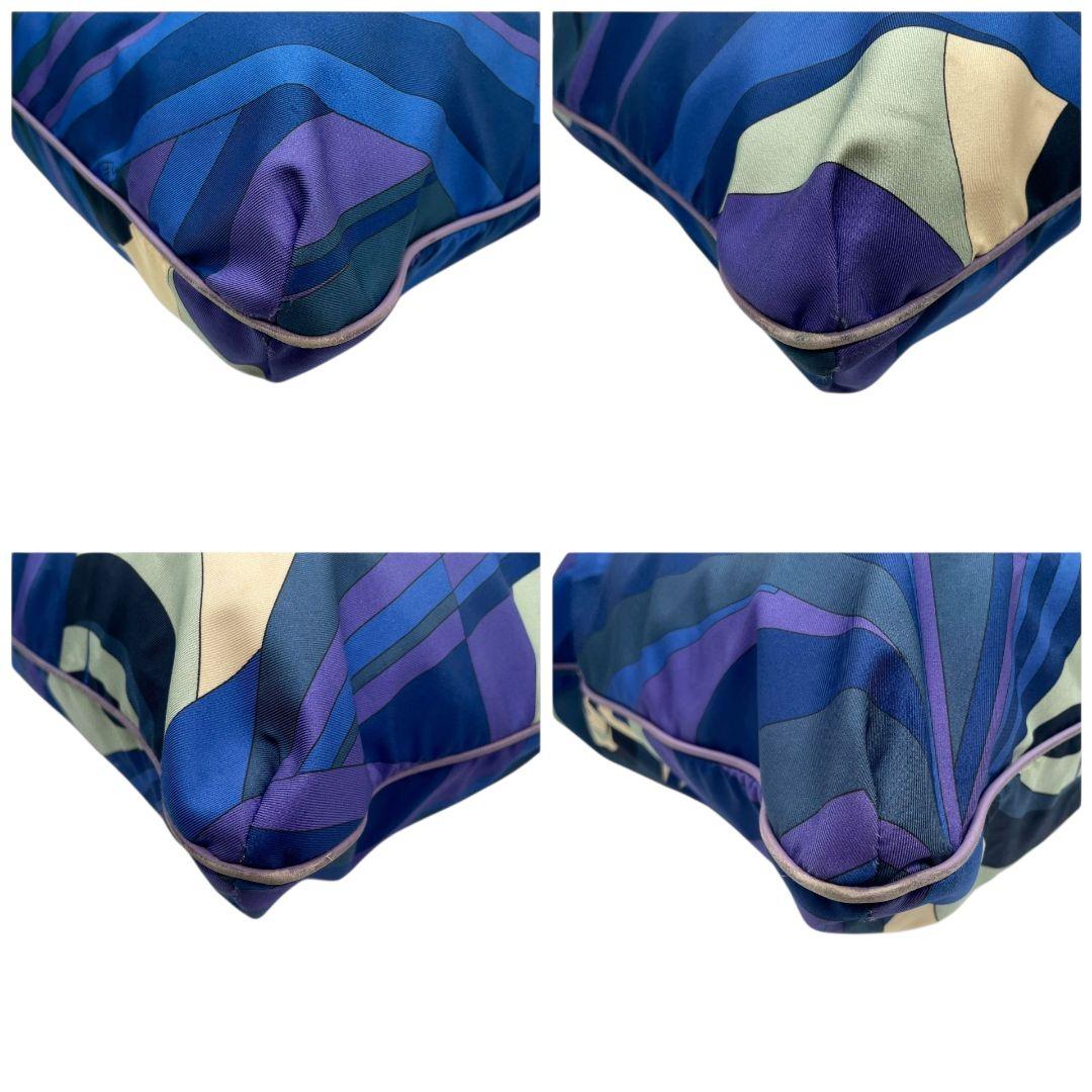 エミリオ・プッチ　ボストンバッグ　青　プッチ柄　ナイロン　レザー　大容量　s7