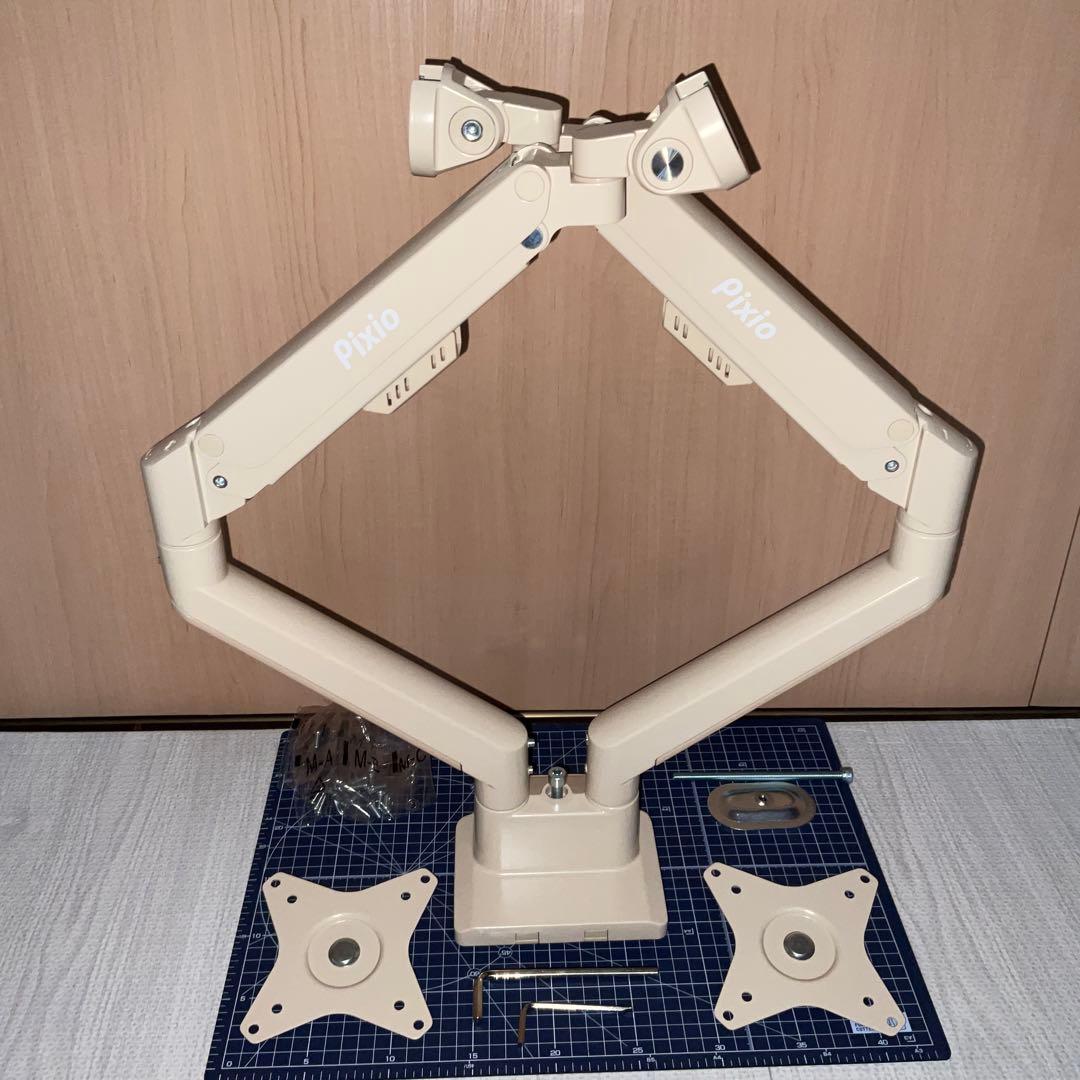 Pixio PS1D Waveデュアルモニターアームベージュ【使用2週間・美品】