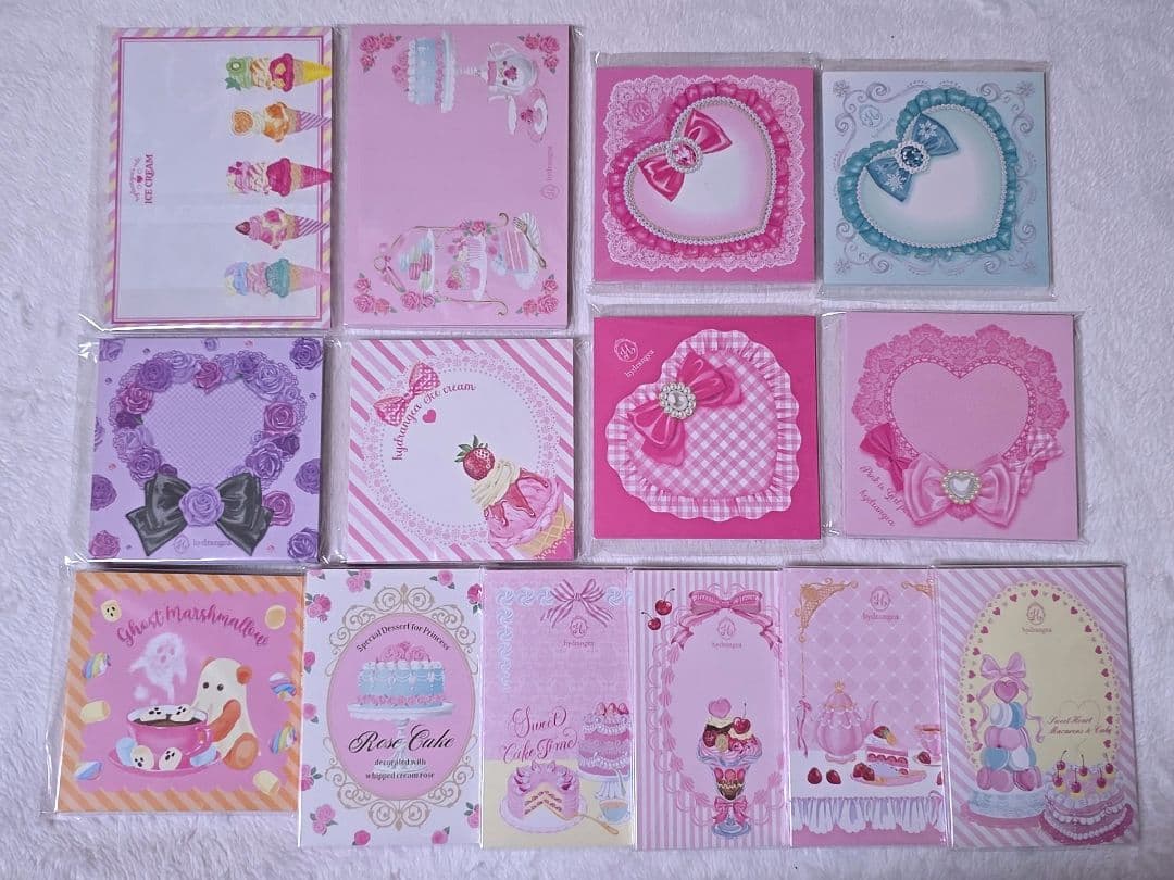 hydrangea 国内作家 バラメモ スクエアメモ 両面メモ ハート ピンク