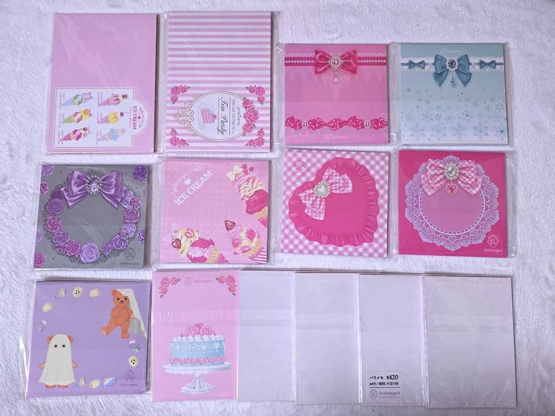 hydrangea 国内作家 バラメモ スクエアメモ 両面メモ ハート ピンク